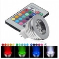 RGB - 3 Watt 12v MR16 Multicolour LED Bulb with Remote 35W Equivalent